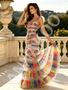 Shop 2026 ANNAKOO Ruffles  A Line Rainbow Tulle Sheath Column Prom Dress Under 269