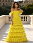 Shop 2026 ANNAKOO Yellow Off The Shoulder Ruffles A Line Prom Dress Under 198