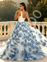 White Satin V Neck Tulle 3D Rose Flower Prom Dress