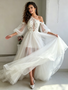 Shop 2026 ANNAKOO One Shoulder Long Sleeve Appliques Tulle  Wedding Dress Under 249
