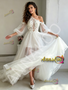 Shop 2026 ANNAKOO One Shoulder Long Sleeve Appliques Tulle  Wedding Dress Under 249