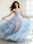 Shop 2026 ANNAKOO Detachable Train Strapless Tulle Flowers A Line Blue Prom Dress Under 298