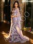 Colorful Beading V Neck Cape Trumpet Mermaid Purple Prom Dress