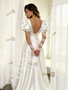 Shop 2026 ANNAKOO Puffy Sleeve Satin A Line V Neck Wedding Dress Under 169