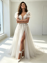 Shop 2026 ANNAKOO Puffy Sleeve Tulle Lace A Line Wedding Dress With Slit Under 198