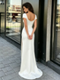 Shop 2026 ANNAKOO Cap Sleeve Sweetheart Sheath Column Satin Wedding Dress Under 159