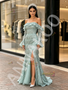 Shop 2026 ANNAKOO Off The Shoulder Tassel Green Long Sleeve Prom Dress With Slit Under 239