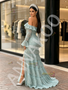 Shop 2026 ANNAKOO Off The Shoulder Tassel Green Long Sleeve Prom Dress With Slit Under 239