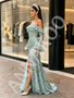 Shop 2026 ANNAKOO Off The Shoulder Tassel Green Long Sleeve Prom Dress With Slit Under 239