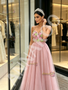 Shop 2026 ANNAKOO Spaghetti Straps Pearls Tulle A Line Pink Prom Dress Under 198