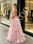 Shop 2026 ANNAKOO Spaghetti Straps Pearls Tulle A Line Pink Prom Dress Under 198