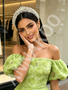 Shop 2026 ANNAKOO Tulle Puffy Sleeve Rose A Line Sheer Green Prom Dress Under 229