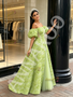 Shop 2026 ANNAKOO Tulle Puffy Sleeve Rose A Line Sheer Green Prom Dress Under 229