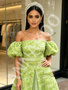 Shop 2026 ANNAKOO Tulle Puffy Sleeve Rose A Line Sheer Green Prom Dress Under 229