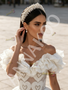 Off The Shoulder Beading Heart Ruffles Ball Gown Prom Dress