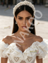 Off The Shoulder Beading Heart Ruffles Ball Gown Prom Dress