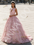 Shop 2026 ANNAKOO Pink Heart Pearls Keyhole A Line Jewel Tulle Prom Dress Under 298
