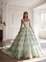 Shop 2026 ANNAKOO Strap Tulle Green Ball Gown Sequin Ruffles Prom Dress Under 398
