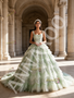 Shop 2026 ANNAKOO Strap Tulle Green Ball Gown Sequin Ruffles Prom Dress Under 398