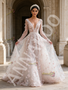 Long Sleeve Sequin Floral V Neck Pink Tulle Prom Dress