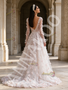 Long Sleeve Sequin Floral V Neck Pink Tulle Prom Dress