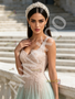 Light Green Tulle Pink Appliques A Line Prom Dress