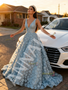 Shop 2026 ANNAKOO Light Blue V Neck A Line Backless Tulle Prom Dress 298