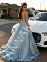 Shop 2026 ANNAKOO Light Blue V Neck A Line Backless Tulle Prom Dress 298