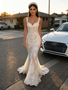 Shop 2026 ANNAKOO Straps Trumpet Mermaid White Lace Sweep Train Wedding Dress Under 239