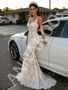 Shop 2026 ANNAKOO Straps Trumpet Mermaid White Lace Sweep Train Wedding Dress Under 239