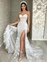 Shop 2026 ANNAKOO White Sheath Column Sweetheart Slit Leaf Flower Prom Dress Under 298