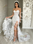 Shop 2026 ANNAKOO White Sheath Column Sweetheart Slit Leaf Flower Prom Dress Under 298