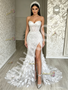 Shop 2026 ANNAKOO White Sheath Column Sweetheart Slit Leaf Flower Prom Dress Under 298