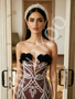 Shop 2026 ANNAKOO Burgundy Strapless Tulle Beading Mesh Sheath Column Prom Dress Under 359