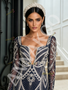 Shop 2026 ANNAKOO Navy Blue Square Long Sleeve Trumpet Mermaid Beading Prom Dress With Slit Under 359