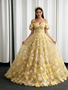 Shop 2026 ANNAKOO Off The Shoulder Yellow Lace Floral A Line Prom Dress Under 269