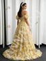 Shop 2026 ANNAKOO Off The Shoulder Yellow Lace Floral A Line Prom Dress Under 269