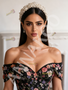 Shop 2026 ANNAKOO Black Off The Shoulder Floral Lace A Line Prom Dress Under 298