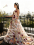 Shop 2026 ANNAKOO Spaghetti Straps A Line Flowers Colorful  Lace Prom Dress Under 359