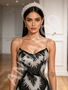 Shop 2026 ANNAKOO Spaghetti Straps Black Pearls Trumpet Mermaid Tulle Prom Dress Under 298