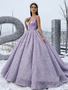 Shop 2026 ANNAKOO Lavender Satin Lace Flower Ball Gown Belt Prom Dress Under 298