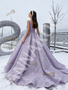 Shop 2026 ANNAKOO Lavender Satin Lace Flower Ball Gown Belt Prom Dress Under 298