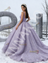 Shop 2026 ANNAKOO Lavender Satin Lace Flower Ball Gown Belt Prom Dress Under 298