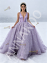 Shop 2026 ANNAKOO Lavender Satin Lace Flower Ball Gown Belt Prom Dress Under 298