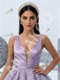 Shop 2026 ANNAKOO Lavender Satin Lace Flower Ball Gown Belt Prom Dress Under 298