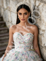 Ombre Tulle Ball Gown Ruffles Sweetheart Sequin Prom Dress