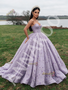 Shop 2026 ANNAKOO Purple Sweetheart Ball Gown Floral Lace Tulle Prom Dress Under 398