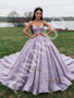 Shop 2026 ANNAKOO Purple Sweetheart Ball Gown Floral Lace Tulle Prom Dress Under 398
