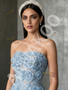 Shop 2026 ANNAKOO Blue Tulle Strapless Rose Sequin Beading A Line Prom Dress With Slit Under 298