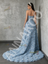 Shop 2026 ANNAKOO Blue Tulle Strapless Rose Sequin Beading A Line Prom Dress With Slit Under 298